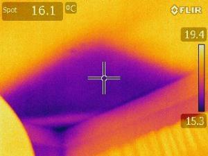 Corner of a ceiling insulation is missing