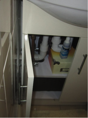 Cabinet air leakage inside.