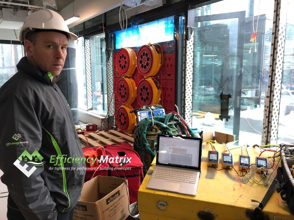 Blower door testing - Efficiency Matrix multifan blower door testing